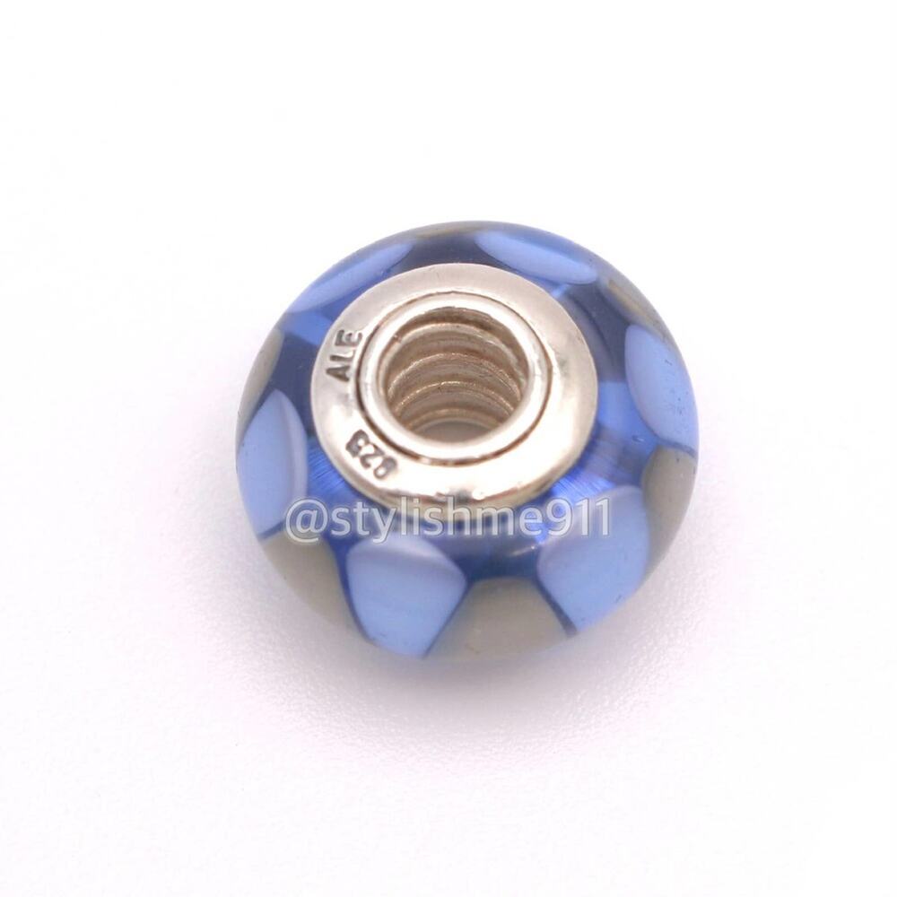 Authentic PANDORA Captivating Blue and Gray Triangles Glass Murano - Picture 8 of 9
